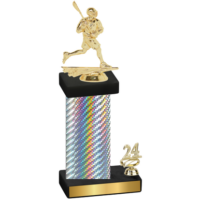Accented Single Silver Carbon Fiber Year Lacrosse Trophy
