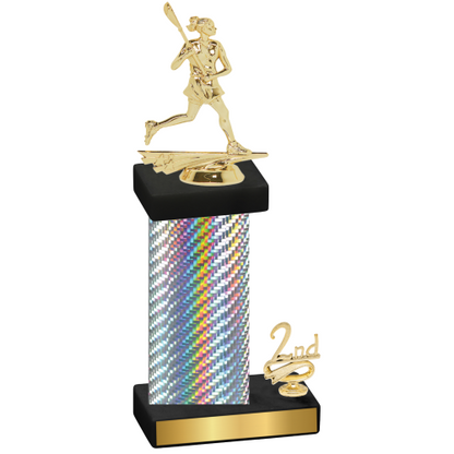 Accented Single Silver Carbon Fiber Second Place Lacrosse Trophy
