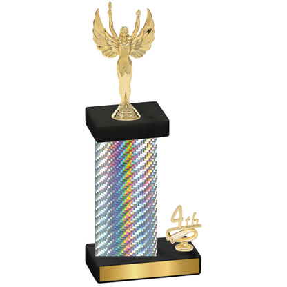 Accented Single Silver Carbon Fiber Fourth Place Victory Trophy