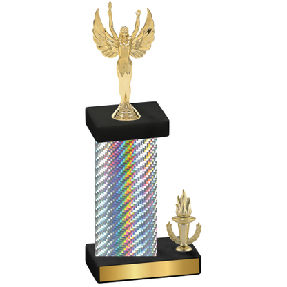 Accented Single Silver Carbon Fiber Victory Victory Trophy