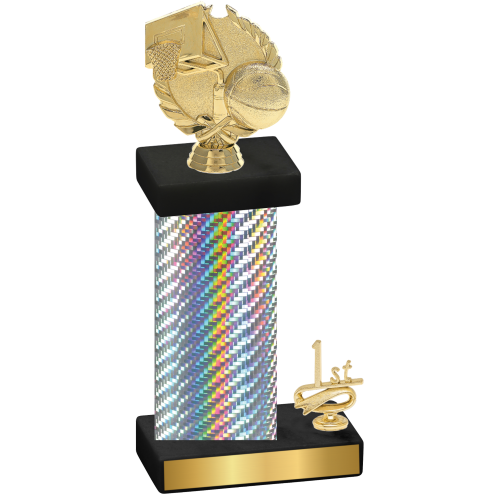 Accented Single Silver Carbon Fiber First Place Basketball Trophy