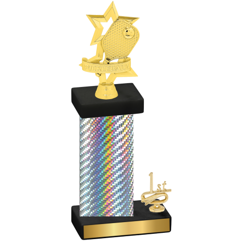 Accented Single Silver Carbon Fiber First Place Pickleball Trophy