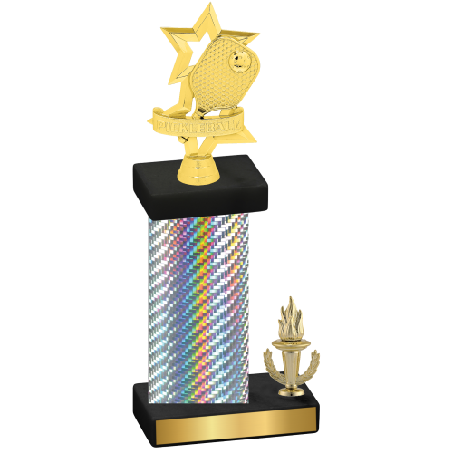 Accented Single Silver Carbon Fiber Victory Pickleball Trophy