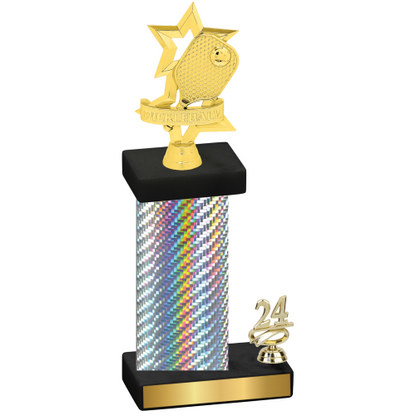 Accented Single Silver Carbon Fiber Year Pickleball Trophy