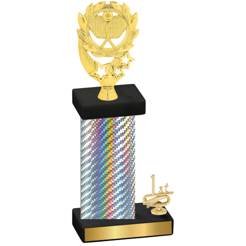 Accented Single Silver Carbon Fiber First Place Pickleball Trophy