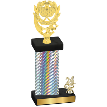 Accented Single Silver Carbon Fiber Year Pickleball Trophy