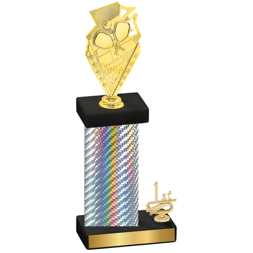 Accented Single Silver Carbon Fiber First Place Pickleball Trophy