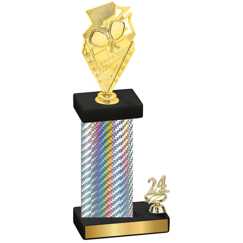 Accented Single Silver Carbon Fiber Year Pickleball Trophy