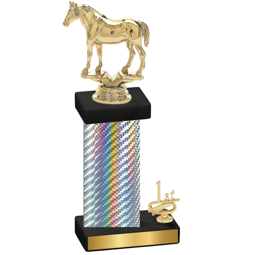 Accented Single Silver Carbon Fiber First Place Horses Trophy