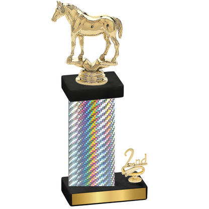 Accented Single Silver Carbon Fiber Second Place Horses Trophy