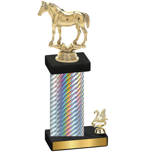 Accented Single Silver Carbon Fiber Year Horses Trophy