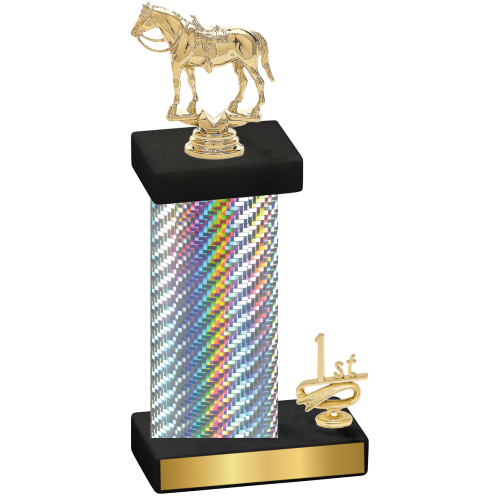 Accented Single Silver Carbon Fiber First Place Horses Trophy