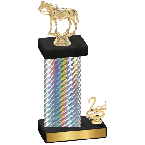 Accented Single Silver Carbon Fiber Second Place Horses Trophy