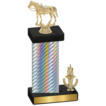 Accented Single Silver Carbon Fiber Victory Horses Trophy