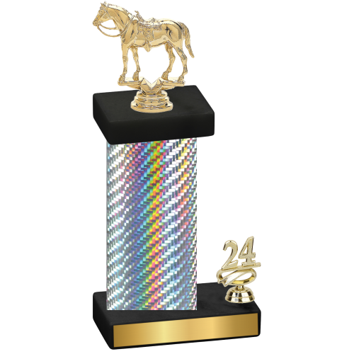 Accented Single Silver Carbon Fiber Year Horses Trophy