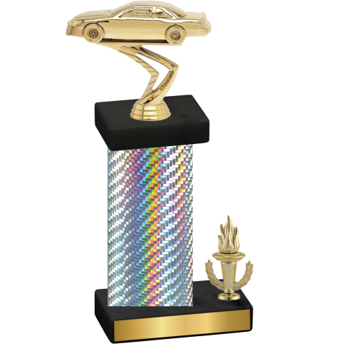 Accented Single Silver Carbon Fiber Victory Cars Trophy