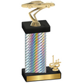 Accented Single Silver Carbon Fiber First Place Cars Trophy