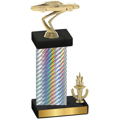 Accented Single Silver Carbon Fiber Victory Cars Trophy