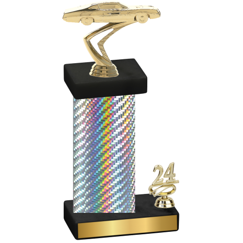 Accented Single Silver Carbon Fiber Year Cars Trophy