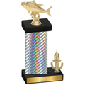 Accented Single Silver Carbon Fiber Victory Fishing Trophy