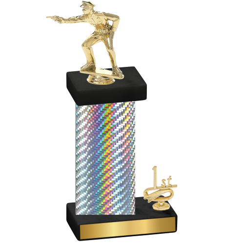 Accented Single Silver Carbon Fiber First Place Shooter Trophy