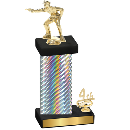 Accented Single Silver Carbon Fiber Fourth Place Shooter Trophy