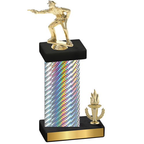 Accented Single Silver Carbon Fiber Victory Shooter Trophy