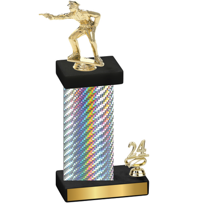 Accented Single Silver Carbon Fiber Year Shooter Trophy