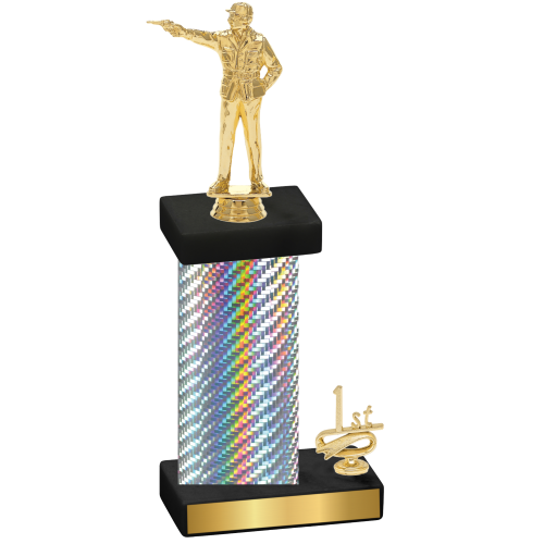 Accented Single Silver Carbon Fiber First Place Shooter Trophy