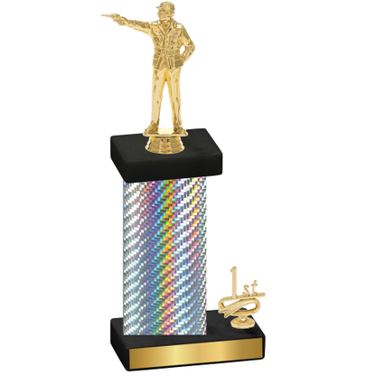 Accented Single Silver Carbon Fiber First Place Shooter Trophy