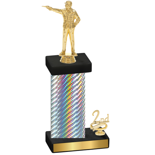 Accented Single Silver Carbon Fiber Second Place Shooter Trophy