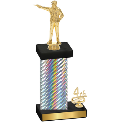Accented Single Silver Carbon Fiber Fourth Place Shooter Trophy