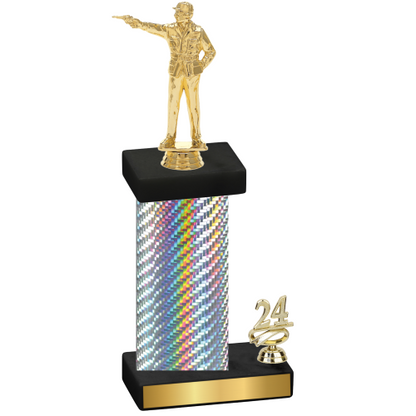 Accented Single Silver Carbon Fiber Year Shooter Trophy