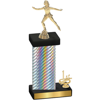 Accented Single Silver Carbon Fiber First Place Skater Trophy