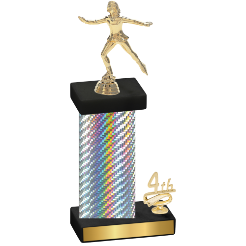Accented Single Silver Carbon Fiber Fourth Place Skater Trophy