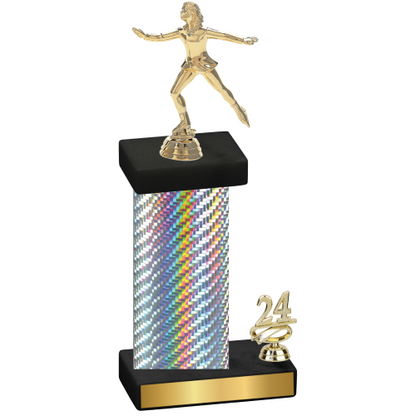 Accented Single Silver Carbon Fiber Year Skater Trophy