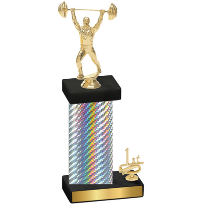 Accented Single Silver Carbon Fiber First Place Weights Trophy