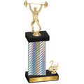 Accented Single Silver Carbon Fiber Second Place Weights Trophy