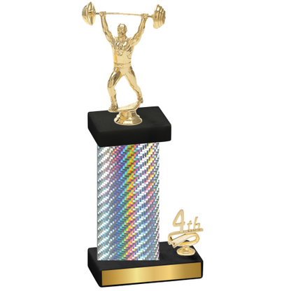 Accented Single Silver Carbon Fiber Fourth Place Weights Trophy