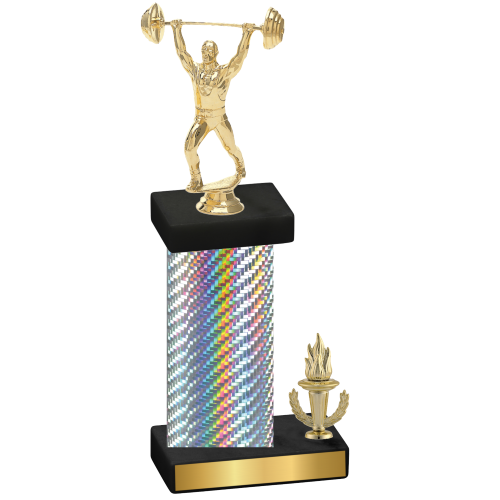 Accented Single Silver Carbon Fiber Victory Weights Trophy