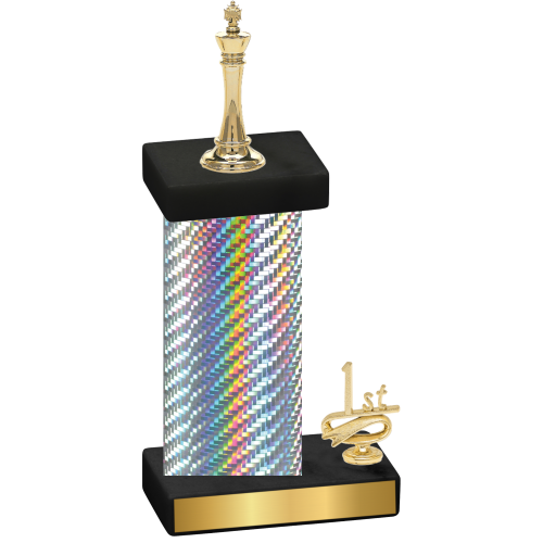 Accented Single Silver Carbon Fiber First Place Chess Trophy