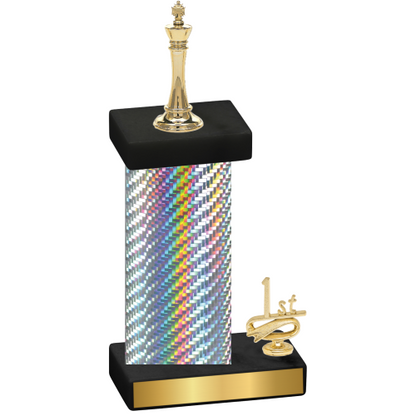 Accented Single Silver Carbon Fiber First Place Chess Trophy