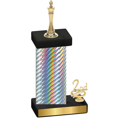 Accented Single Silver Carbon Fiber Second Place Chess Trophy