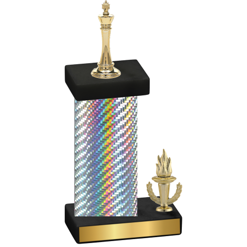 Accented Single Silver Carbon Fiber Victory Chess Trophy