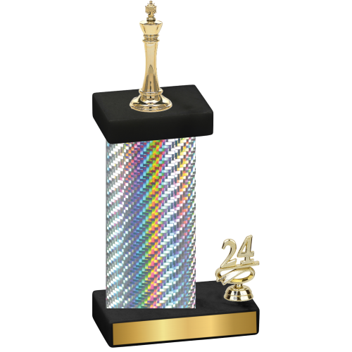 Accented Single Silver Carbon Fiber Year Chess Trophy