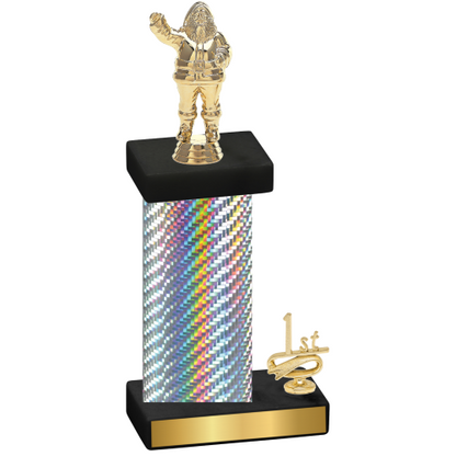 Accented Single Silver Carbon Fiber First Place Holiday Trophy