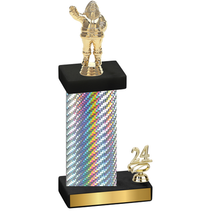 Accented Single Silver Carbon Fiber Year Holiday Trophy