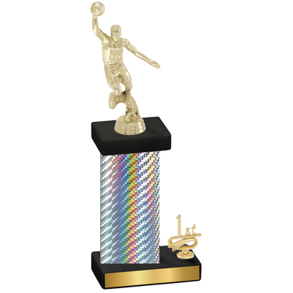 Accented Single Silver Carbon Fiber First Place Basketball Trophy