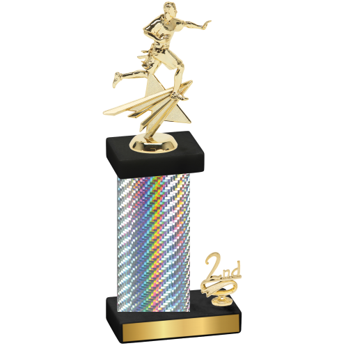 Accented Single Silver Carbon Fiber Second Place Flag Football Trophy