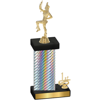 Accented Single Silver Carbon Fiber First Place Majorette Trophy